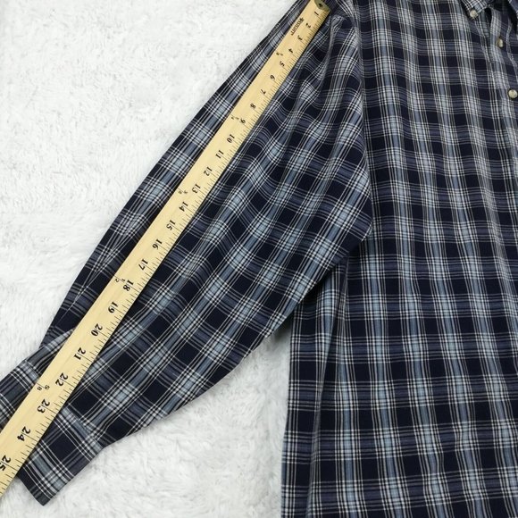 North Crest Mens Shirt Button Down Wrinkle Free Blue Plaid Long Sleeve XL - Picture 9 of 12